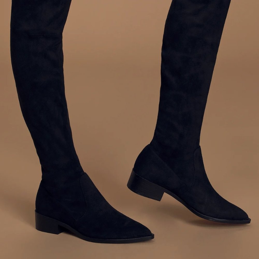Steve Madden Jody Black Suede Over The Knee Boots